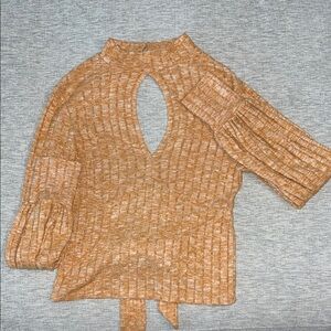 Elegant Orange Keyhole Blouse